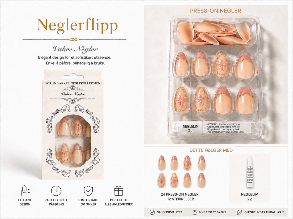 Press On Nails - Miksede Pakker (500stk)
