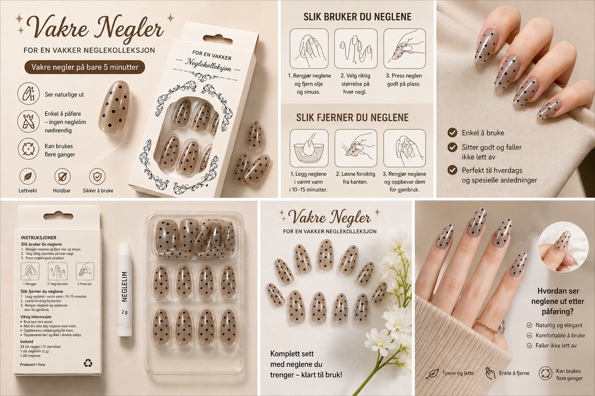 Press On Nails - Miksede Pakker (100stk)